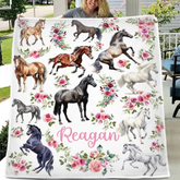 Livraison gratuite✈️Couverture personnalisée pour bébé - Cheval floral - Couverture nom personnalisée